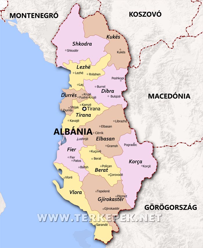 Albánia térkép